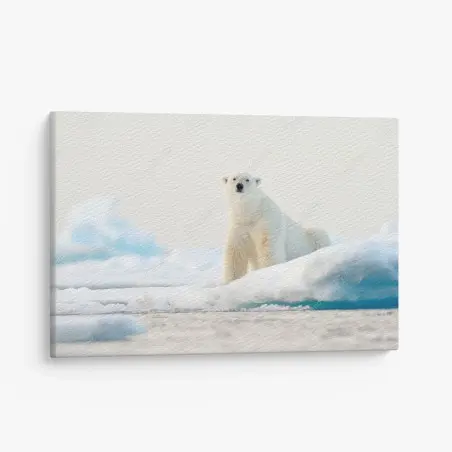 Cuadro en lienzo oso polar en el hielo de Svalbard – Pixers®