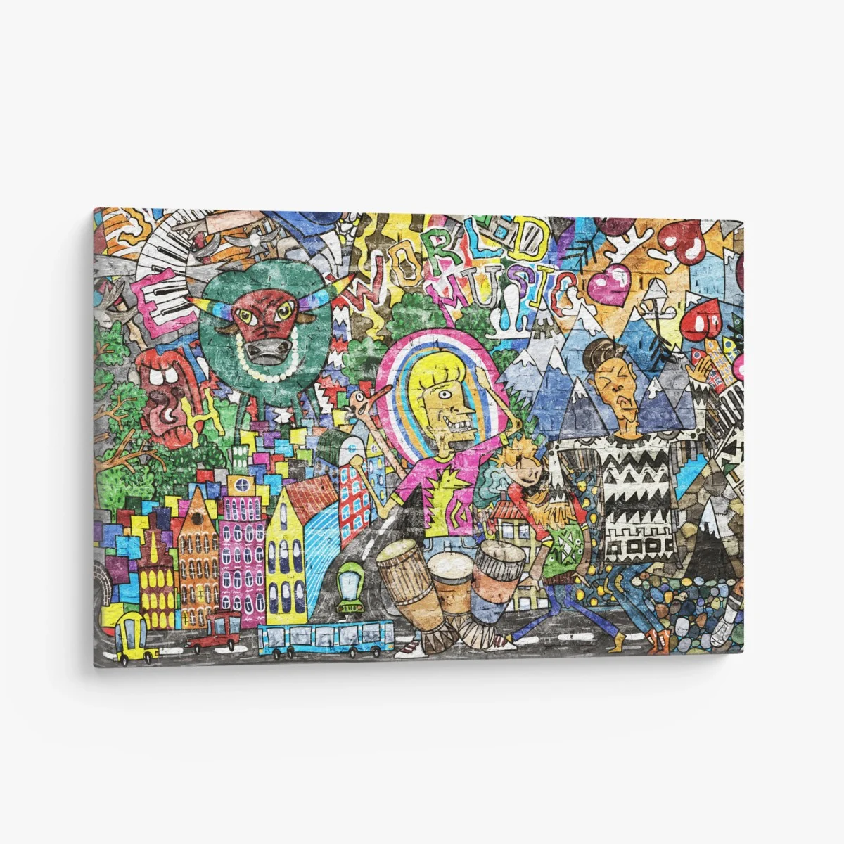 Cuadro en lienzo mural urbano vibrante de fantasía y música – Pixers® Cuadro en lienzo mural urbano vibrante de fantasía y música – Pixers®