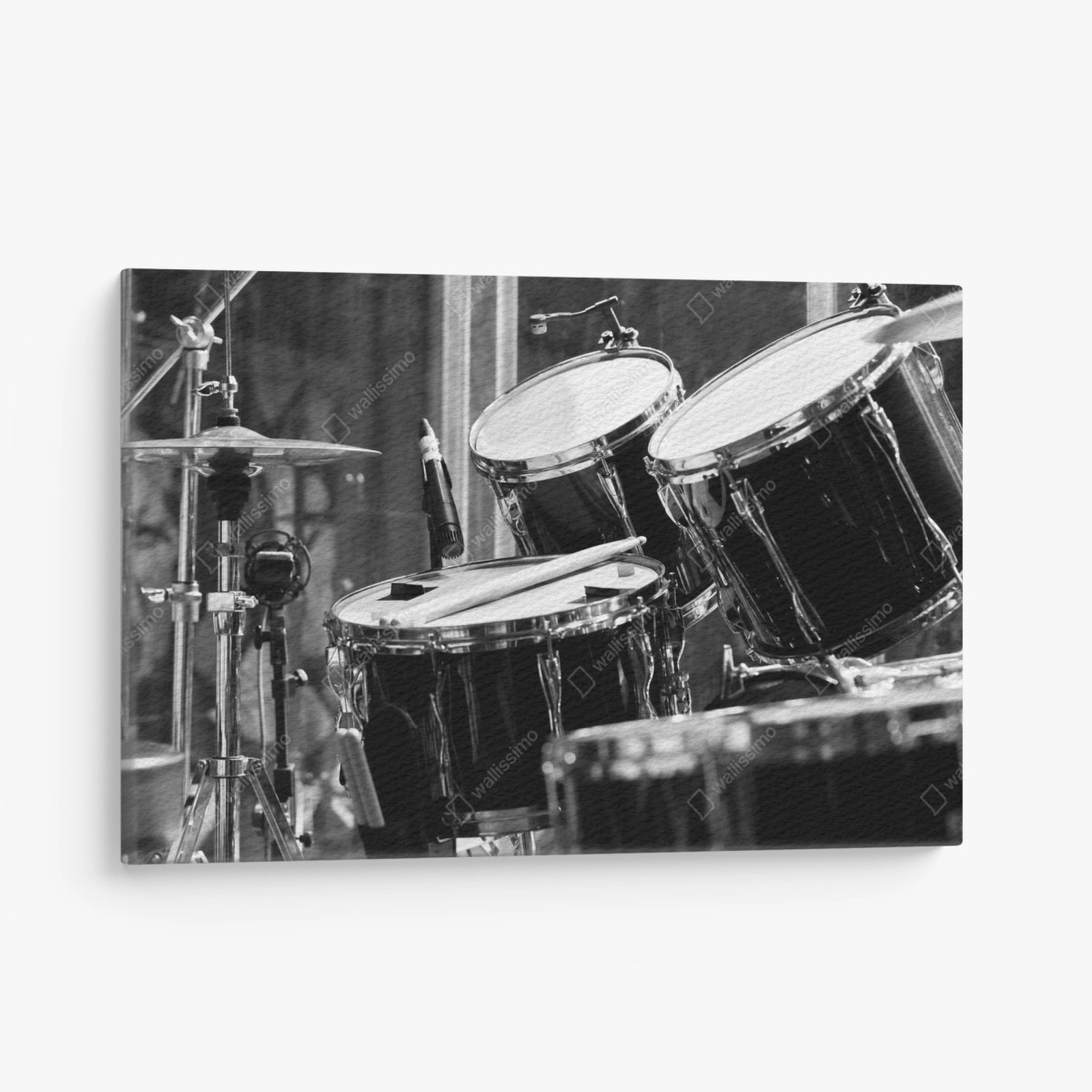 Cuadro en lienzo batería clásica en blanco y negro – Pixers®