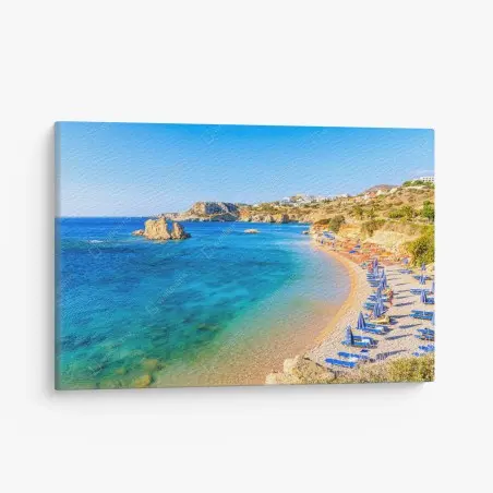 Cuadro en lienzo vista panorámica de la bahía de Ammopi, Karpathos, Grecia – Pixers®