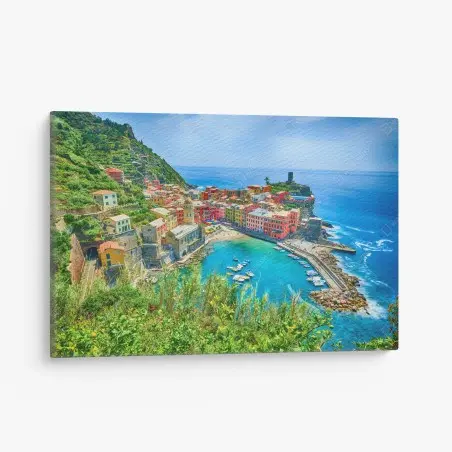 Cuadro en lienzo vistas de Vernazza, Italia: costa de casas de colores – Pixers®