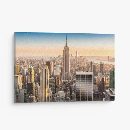 Cuadro en lienzo panorama urbano de Nueva York al atardecer – Pixers®