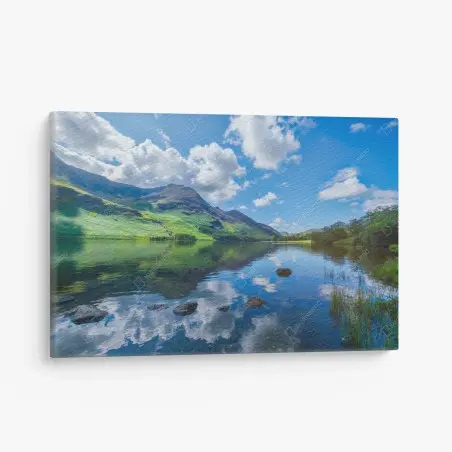 Cuadro en lienzo reflejos serenos del lago en el Lake District – Pixers®