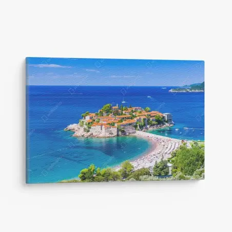 Cuadro en lienzo vistas de Sveti Stefan, Montenegro – Pixers®