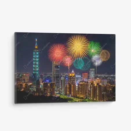 Cuadro en lienzo celebración nocturna en Taipei – Pixers®