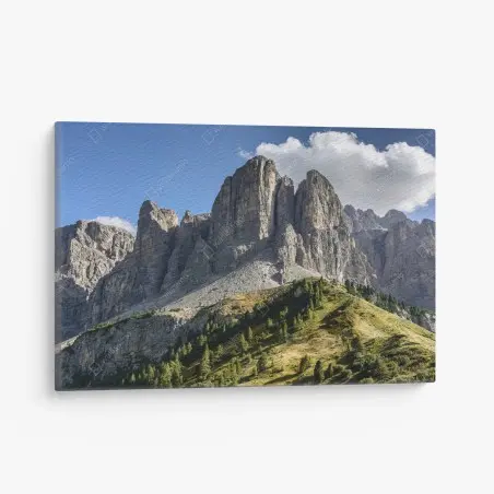 Cuadro en lienzo cumbres rocosas y pradera alpina – Pixers®