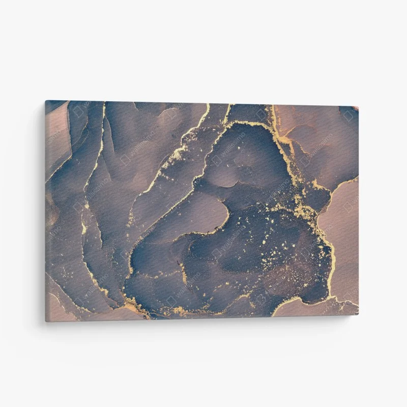 Cuadro en lienzo abstracción marina con vetas doradas