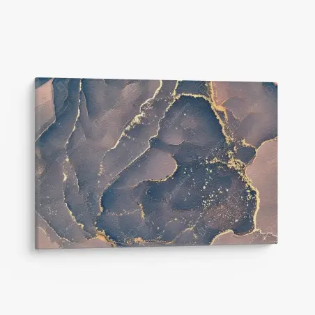 Cuadro en lienzo abstracción marina con vetas doradas – Pixers®