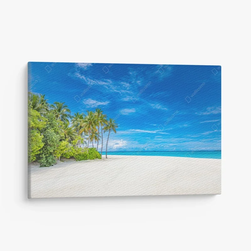 Cuadro en lienzo playa tropical con palmeras y cielo azul