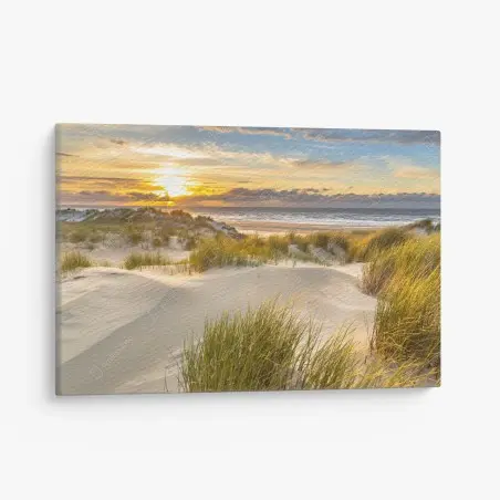 Cuadro en lienzo atardecer dorado en las dunas de Ameland – Pixers®