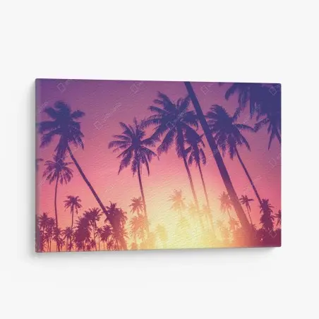 Cuadro en lienzo siluetas de palmeras al atardecer – Pixers®