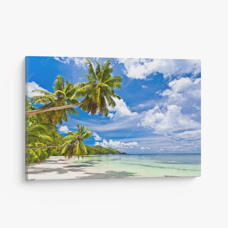 Cuadro en lienzo paraíso tropical palmeras sobre mar cristalino – Pixers®