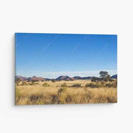 Cuadro en lienzo panorama de sabana dorada y montañas – Pixers®