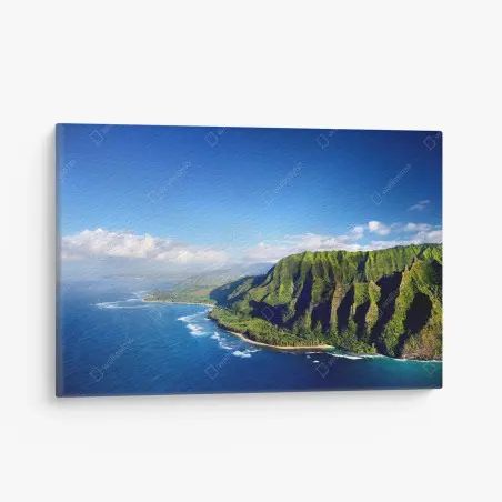 Cuadro en lienzo paisaje costero de acantilados verdes y aguas turquesas – Pixers®