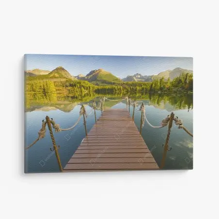 Cuadro en lienzo paisaje sereno de Strbske Pleso al amanecer – Pixers®