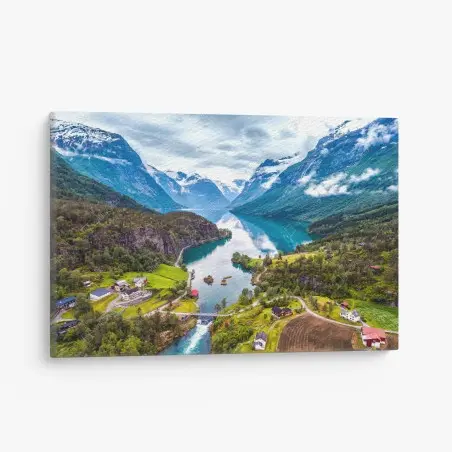 Cuadro en lienzo paisaje aéreo del fiordo de Noruega – Pixers®
