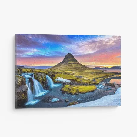 Cuadro en lienzo amanecer en Kirkjufell, paisaje islandés – Pixers®