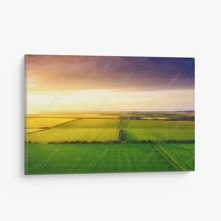Cuadro en lienzo vistas aéreas de campos al atardecer – Pixers®