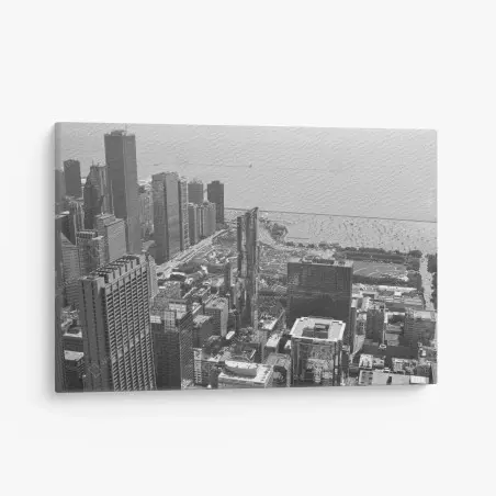 Cuadro en lienzo vista aérea urbana en blanco y negro – Pixers®