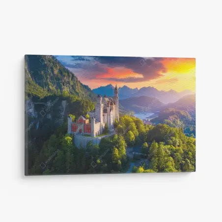 Cuadro en lienzo castillo de Neuschwanstein al atardecer – Pixers®