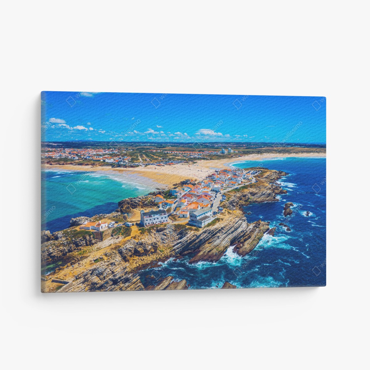 Cuadro en lienzo vista aérea de Baleal, Portugal: costa y olas – Pixers®