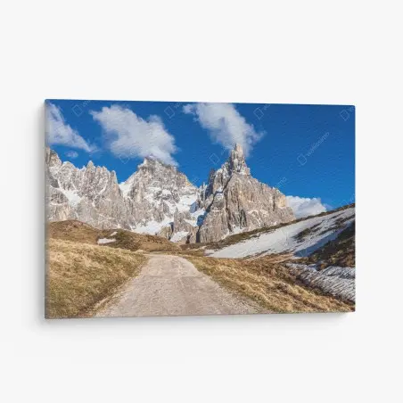 Cuadro en lienzo camino hacia picos nevados – Pixers®