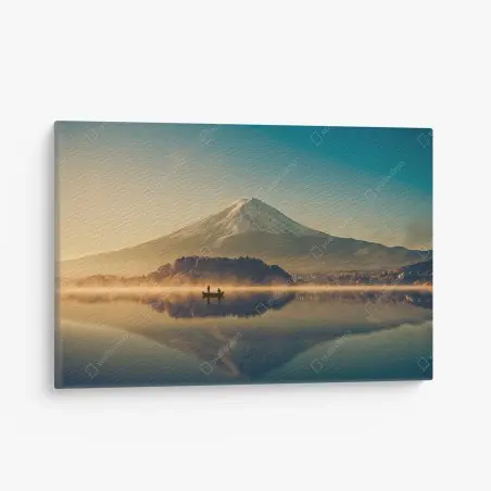 Cuadro en lienzo amanecer vintage en Lago Kawaguchiko con Monte Fuji – Pixers®