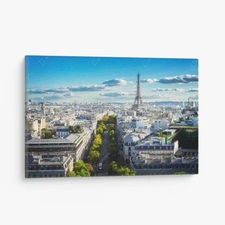 Cuadro en lienzo vistas panorámicas de la Torre Eiffel en París – Pixers®