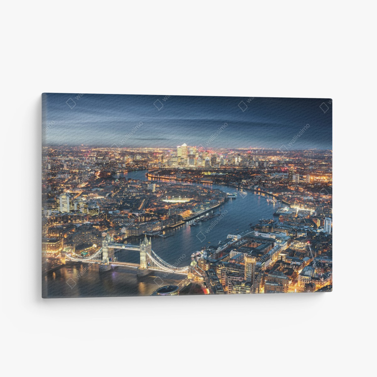 Cuadro en lienzo panorama nocturno de Tower Bridge y el río Támesis, Londres – Pixers®