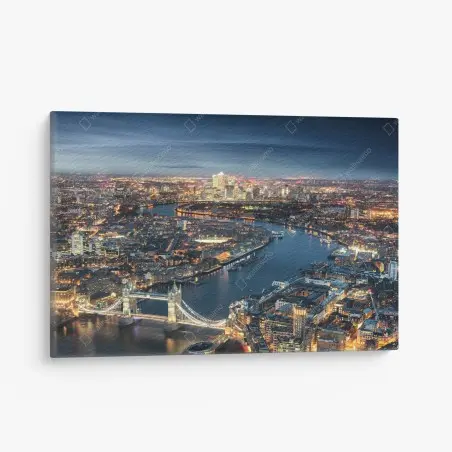 Cuadro en lienzo panorama nocturno de Tower Bridge y el río Támesis, Londres – Pixers®