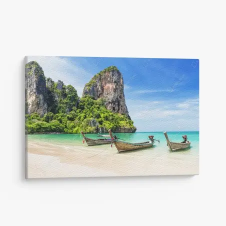 Cuadro en lienzo serena bahía en la playa de Railay, Krabi, Tailandia – Pixers®