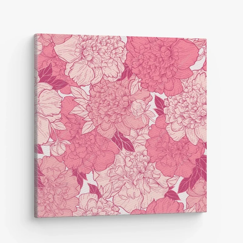 Cuadro en lienzo diseño floral de peonías en tonos rosa