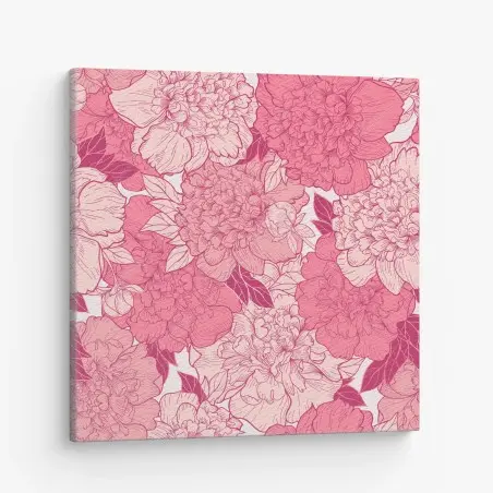 Cuadro en lienzo diseño floral de peonías en tonos rosa – Pixers®