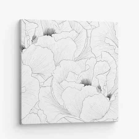 Cuadro en lienzo diseño botánico en contorno blanco y negro – Pixers®