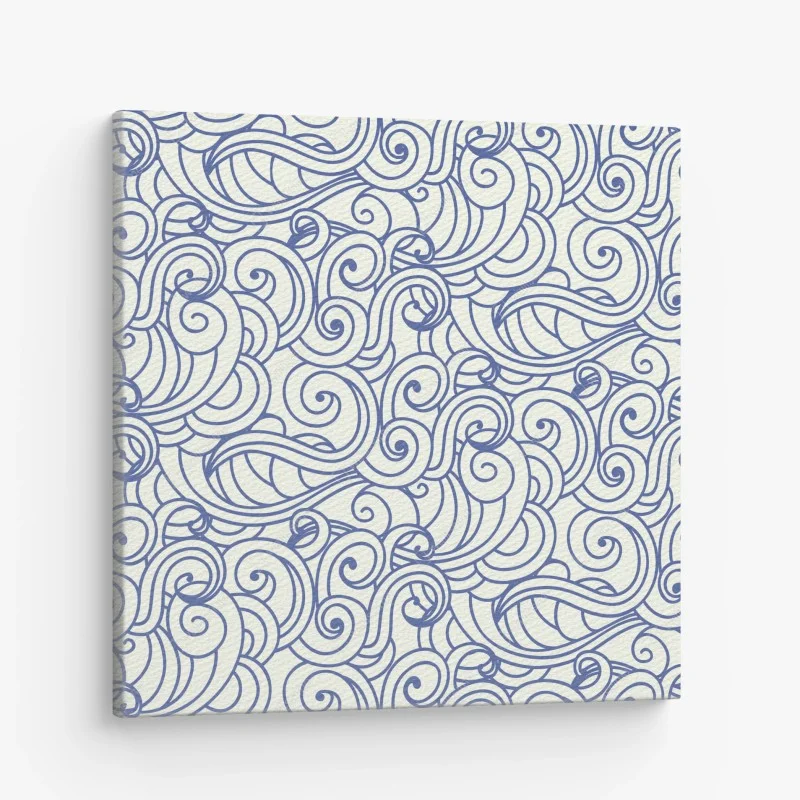 Cuadro en lienzo patrón de olas ornamentales en azul