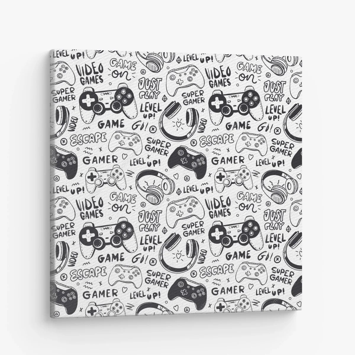 Cuadro en lienzo patrón de videojuegos en estilo doodle blanco y negro – Pixers® Cuadro en lienzo patrón de videojuegos en estilo doodle blanco y negro – Pixers®