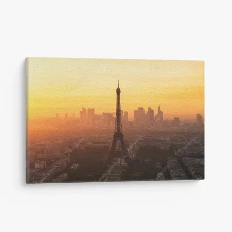 Cuadro en lienzo atardecer dorado sobre la Torre Eiffel – Pixers®