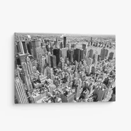 Cuadro en lienzo panorámica aérea de Manhattan, Nueva York en blanco y negro – Pixers®