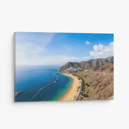 Cuadro en lienzo panorámica costera de Las Teresitas, Tenerife – Pixers®
