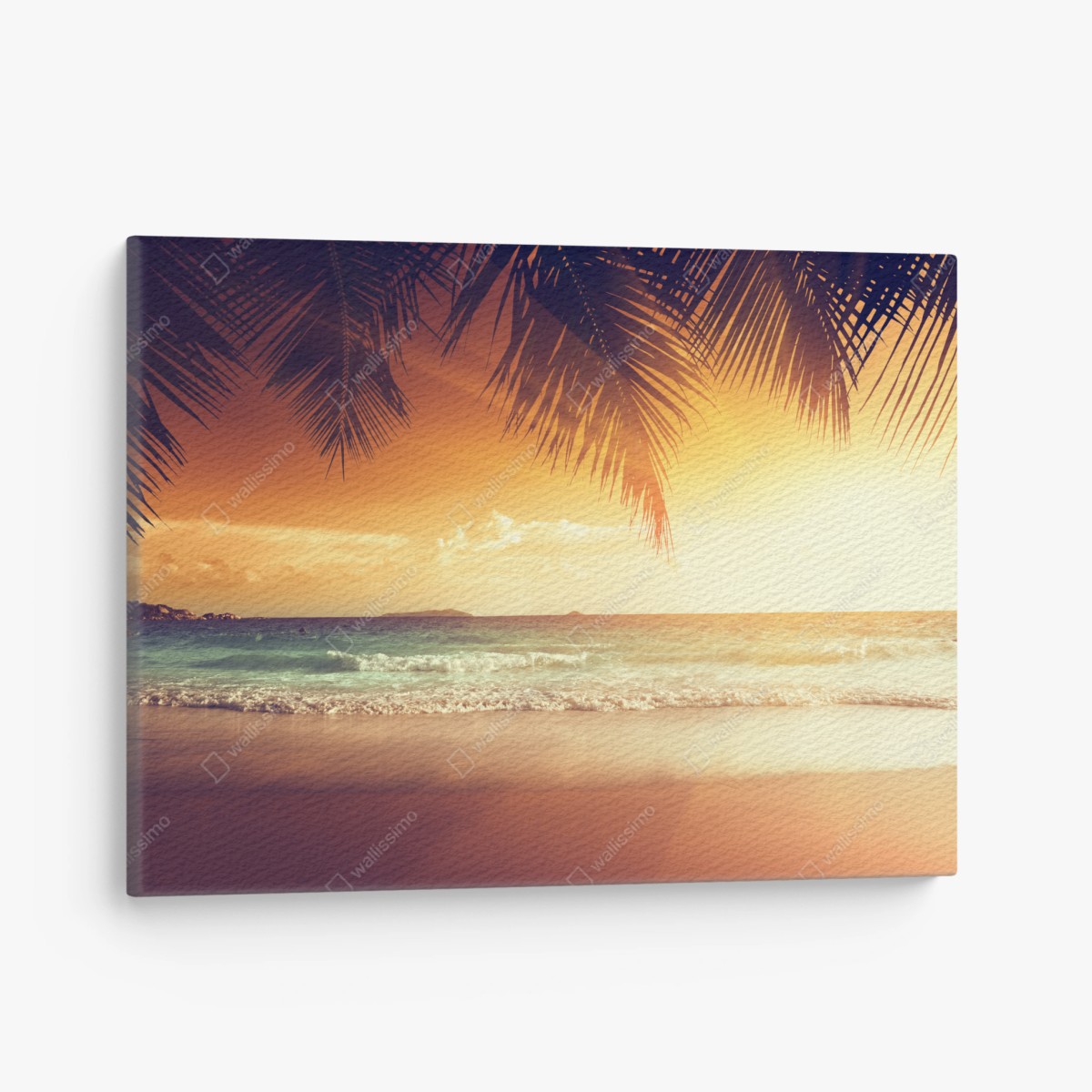Cuadro en lienzo atardecer tropical en la orilla del Mar Caribe – Pixers®