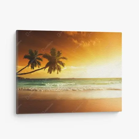 Cuadro en lienzo atardecer en la playa del Caribe – Pixers®