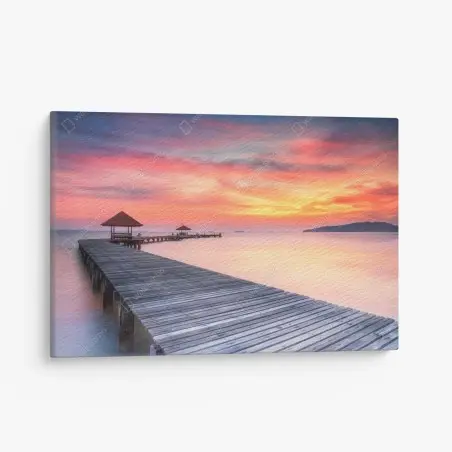 Cuadro en lienzo muelle sereno al amanecer – Pixers®