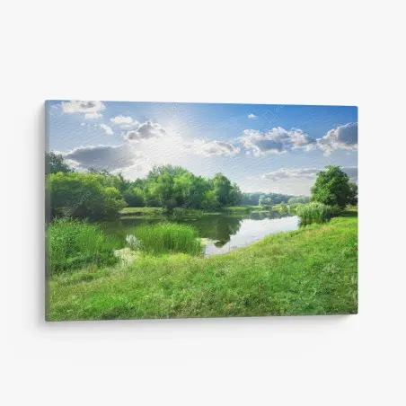 Cuadro en lienzo serenidad junto al río – Pixers®