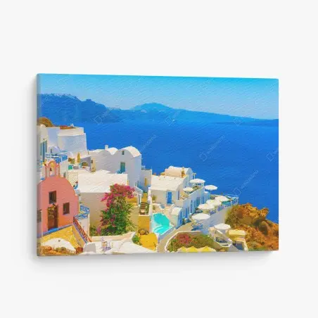 Cuadro en lienzo vista mediterránea desde Oia, Santorini – Pixers®