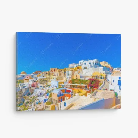 Cuadro en lienzo vistas panorámicas de Oia, Santorini – Pixers®
