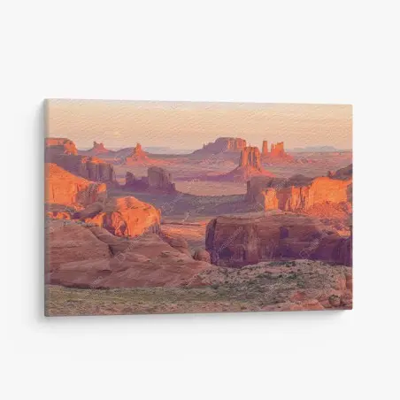 Cuadro en lienzo atardecer en Monument Valley, panorámica del suroeste – Pixers®