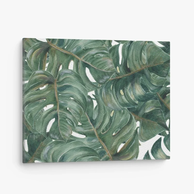 Cuadro en lienzo follaje tropical de hojas de monstera
