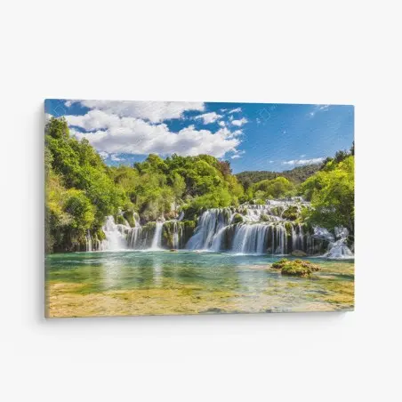Cuadro en lienzo panorámica de la cascada Skradinski Buk, Croacia – Pixers®