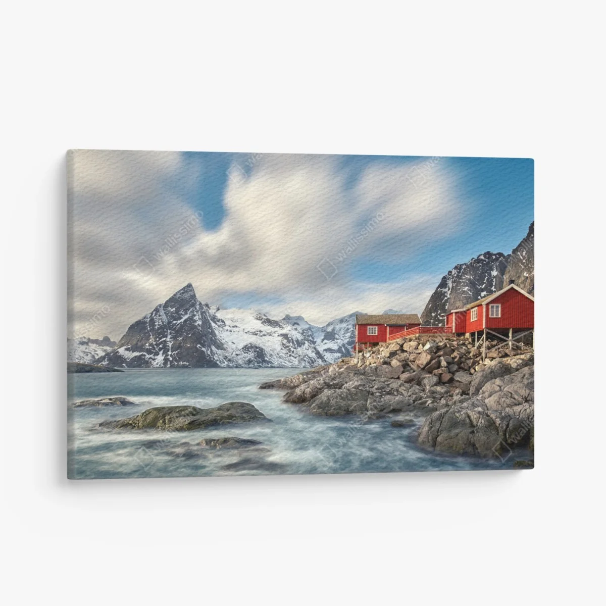 Cuadro en lienzo refugio rojo en la costa de montañas nevadas – Pixers® Cuadro en lienzo refugio rojo en la costa de montañas nevadas – Pixers®