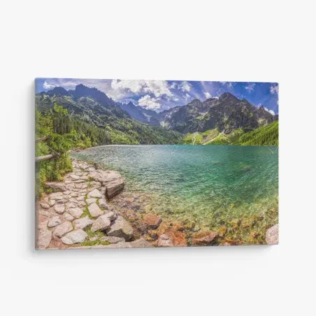 Cuadro en lienzo panorámica serena del lago Morskie Oko en Tatras – Pixers®